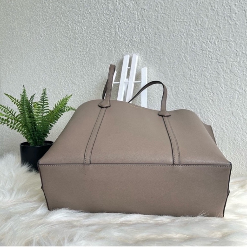Tory Burch Taupe Tote with Orange Lining - Picture 10 of 12